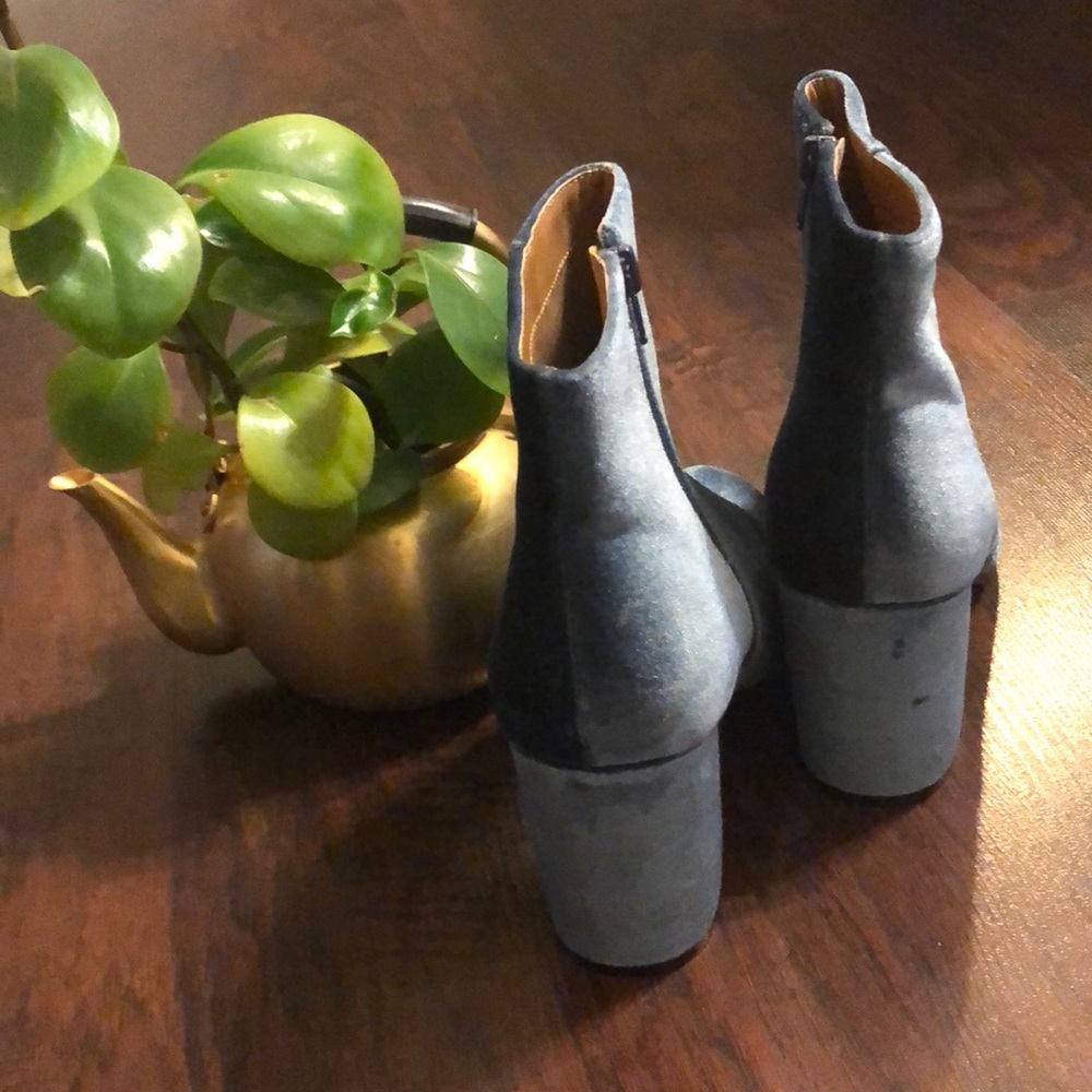 Cornstarch Blue Faux Velvet Ankle Boots - Picture 3 of 8